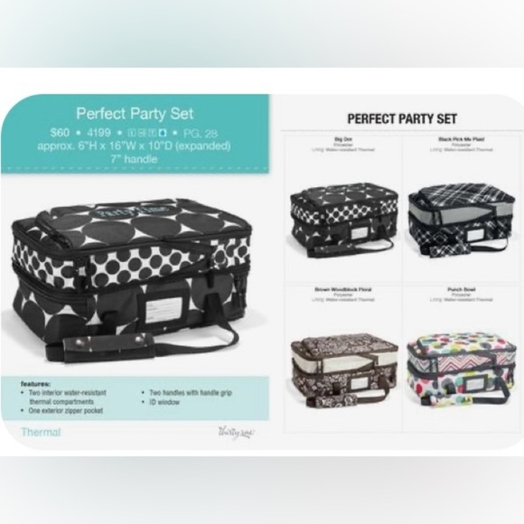 Thirty-one Big Dot Insulated Perfect Party Set NEVER USED!! Double 9x13 Tote - Picture 9 of 9